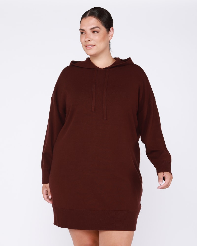 Renee Hooded Sweater Dress Burgundy